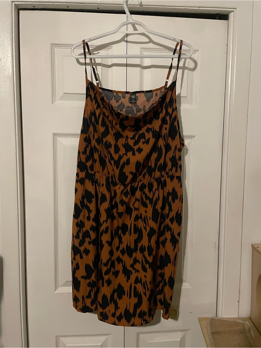 SHEIN Black & Brown Animal Print Mini Slip Dress